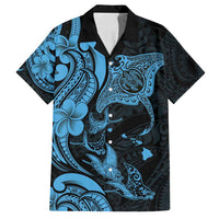 Hawaiian Manta Rays Family Matching Puletasi and Hawaiian Shirt Tribal Hibiscus Polynesian Tattoos Blue Color - Polynesian Pride