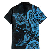 Hawaiian Manta Rays Hawaiian Shirt Tribal Hibiscus Polynesian Tattoos Blue Color LT03 - Polynesian Pride