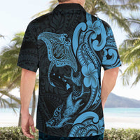 Hawaiian Manta Rays Hawaiian Shirt Tribal Hibiscus Polynesian Tattoos Blue Color LT03 - Polynesian Pride