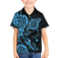 Hawaiian Manta Rays Hawaiian Shirt Tribal Hibiscus Polynesian Tattoos Blue Color LT03 - Polynesian Pride