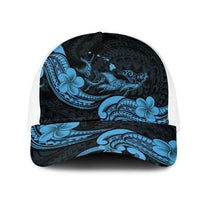 Hawaiian Manta Rays Mesh Trucker Cap Tribal Hibiscus Polynesian Tattoos Blue Color LT03 One Size White Blue - Polynesian Pride