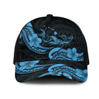 Hawaiian Manta Rays Mesh Trucker Cap Tribal Hibiscus Polynesian Tattoos Blue Color LT03 One Size Black Blue - Polynesian Pride