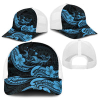Hawaiian Manta Rays Mesh Trucker Cap Tribal Hibiscus Polynesian Tattoos Blue Color LT03 - Polynesian Pride