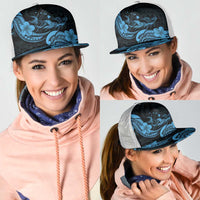 Hawaiian Manta Rays Mesh Trucker Cap Tribal Hibiscus Polynesian Tattoos Blue Color LT03 - Polynesian Pride