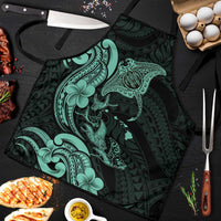 Hawaiian Manta Rays Apron Tribal Hibiscus Polynesian Tattoos Turquoise Color LT03 Turquoise - Polynesian Pride