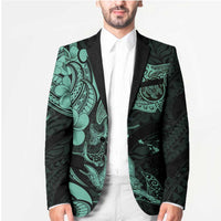 Hawaiian Manta Rays Blazer Tribal Hibiscus Polynesian Tattoos Turquoise Color LT03 - Polynesian Pride