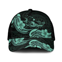 Hawaiian Manta Rays Classic Cap Tribal Hibiscus Polynesian Tattoos Turquoise Color - Polynesian Pride