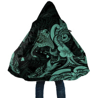 Hawaiian Manta Rays Cloak Tribal Hibiscus Polynesian Tattoos Turquoise Color - Polynesian Pride