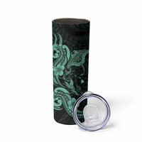 Hawaiian Manta Rays Skinny Tumbler Tribal Hibiscus Polynesian Tattoos Turquoise Color - Polynesian Pride