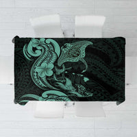 Hawaiian Manta Rays Tablecloth Tribal Hibiscus Polynesian Tattoos Turquoise Color LT03 Turquoise - Polynesian Pride