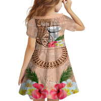 Guam Seal and Latte Stone With Ethnic Tapa Pattern Family Matching Tank Maxi Dress and Hawaiian Shirt Peach Fuzz Color LT03 - Polynesian Pride