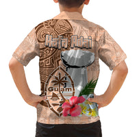 Guam Seal and Latte Stone With Ethnic Tapa Pattern Hawaiian Shirt Peach Fuzz Color LT03 - Polynesian Pride