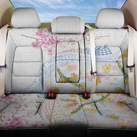 Hawaiian and Japanese Culture Together Back Car Seat Cover Tribal Motifs with Lei and Japanese Sakura Pattern