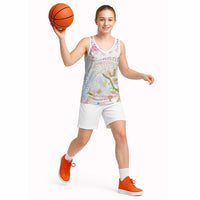 Hawaiian and Japanese Culture Together Basketball Jersey Tribal Motifs with Lei and Japanese Sakura Pattern
