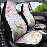 Hawaiian and Japanese Culture Together Car Seat Cover Tribal Motifs with Lei and Japanese Sakura Pattern
