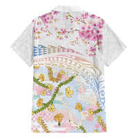 Hawaiian and Japanese Culture Together Family Matching Mermaid Dress and Hawaiian Shirt Tribal Motifs with Lei and Japanese Sakura Pattern LT03 - Polynesian Pride