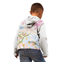 Hawaiian and Japanese Culture Together Kid Hoodie Tribal Motifs with Lei and Japanese Sakura Pattern