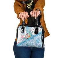 Hawaiian and Japanese Culture Together Shoulder Handbag Tropical Honu with Japanese Elements Blue Color LT03 One Size Blue - Polynesian Pride
