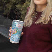 Hawaiian and Japanese Culture Together Tumbler Cup Tropical Honu with Japanese Elements Blue Color
