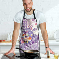 Hawaiian and Japanese Culture Together Apron Tropical Honu with Japanese Elements Purple Color