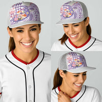 Hawaiian and Japanese Culture Together Baseball Net Cap Tropical Honu with Japanese Elements Purple Color