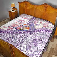 Hawaiian and Japanese Culture Together Quilt Tropical Honu with Japanese Elements Purple Color LT03 - Polynesian Pride
