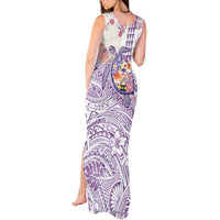 Hawaiian and Japanese Culture Together Tank Maxi Dress Tropical Honu with Japanese Elements Purple Color