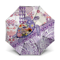 Hawaiian and Japanese Culture Together Umbrella Tropical Honu with Japanese Elements Purple Color LT03 One Size Folded 11.42 inch Opened Diameter 37.4 inch Purple - Polynesian Pride
