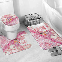 Hawaiian and Japanese Culture Together Bathroom Set Tropical Honu with Japanese Elements Pink Color