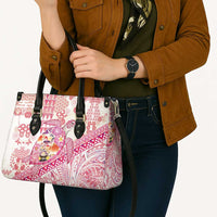Hawaiian and Japanese Culture Together Leather Bag Tropical Honu with Japanese Elements Pink Color