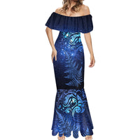 New Zealand Matariki Mermaid Dress Maori Pattern and Silver Fern LT03 - Polynesian Pride