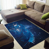 Aotearoa New Zealand New Year Area Rug Tribal Koru Tattoo Blue Galaxy Maori Silver Fern