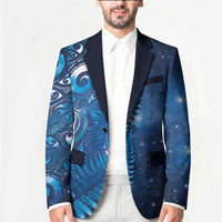 Aotearoa New Zealand New Year Blazer Tribal Koru Tattoo Blue Galaxy Maori Silver Fern