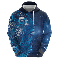 Aotearoa New Zealand New Year Hoodie Tribal Koru Tattoo Blue Galaxy Maori Silver Fern