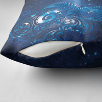 Aotearoa New Zealand New Year Pillow Cover Tribal Koru Tattoo Blue Galaxy Maori Silver Fern