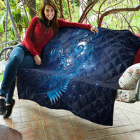 Aotearoa New Zealand New Year Quilt Tribal Koru Tattoo Blue Galaxy Maori Silver Fern