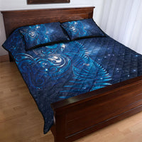 Aotearoa New Zealand New Year Quilt Bed Set Tribal Koru Tattoo Blue Galaxy Maori Silver Fern