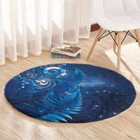 Aotearoa New Zealand New Year Round Carpet Tribal Koru Tattoo Blue Galaxy Maori Silver Fern
