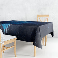 Aotearoa New Zealand New Year Tablecloth Tribal Koru Tattoo Blue Galaxy Maori Silver Fern