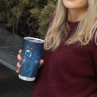 Aotearoa New Zealand New Year Tumbler Cup Tribal Koru Tattoo Blue Galaxy Maori Silver Fern