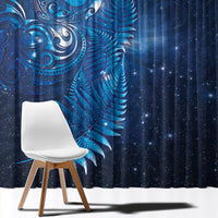 Aotearoa New Zealand New Year Window Curtain Tribal Koru Tattoo Blue Galaxy Maori Silver Fern