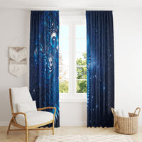 Aotearoa New Zealand New Year Window Curtain Tribal Koru Tattoo Blue Galaxy Maori Silver Fern