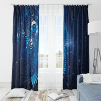 Aotearoa New Zealand New Year Window Curtain Tribal Koru Tattoo Blue Galaxy Maori Silver Fern