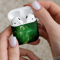 Aotearoa New Zealand New Year AirPods Case Tribal Koru Tattoo Green Galaxy Maori Silver Fern