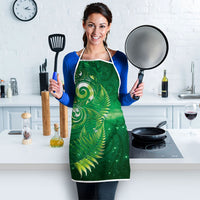 Aotearoa New Zealand New Year Apron Tribal Koru Tattoo Green Galaxy Maori Silver Fern