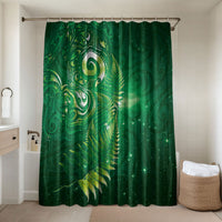 Aotearoa New Zealand New Year Bathroom Set Tribal Koru Tattoo Green Galaxy Maori Silver Fern