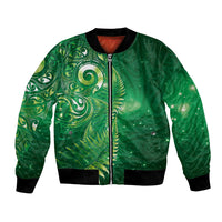 Aotearoa New Zealand New Year Bomber Jacket Tribal Koru Tattoo Green Galaxy Maori Silver Fern