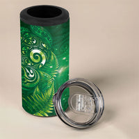 Aotearoa New Zealand New Year 4 in 1 Can Cooler Tumbler Tribal Koru Tattoo Green Galaxy Maori Silver Fern