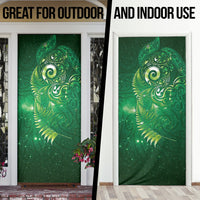 Aotearoa New Zealand New Year Door Cover Tribal Koru Tattoo Green Galaxy Maori Silver Fern