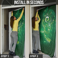 Aotearoa New Zealand New Year Door Cover Tribal Koru Tattoo Green Galaxy Maori Silver Fern